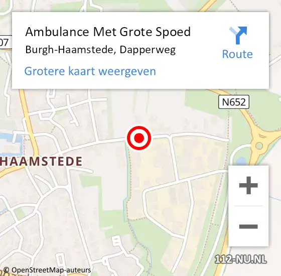 Locatie op kaart van de 112 melding: Ambulance Met Grote Spoed Naar Burgh-Haamstede, Dapperweg op 30 september 2018 19:06
