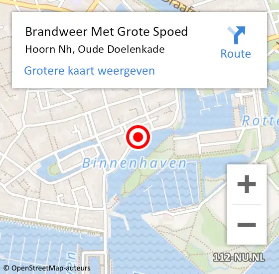 Locatie op kaart van de 112 melding: Brandweer Met Grote Spoed Naar Hoorn Nh, Oude Doelenkade op 30 september 2018 19:10