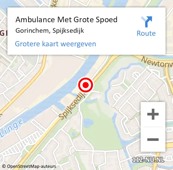 Locatie op kaart van de 112 melding: Ambulance Met Grote Spoed Naar Gorinchem, Spijksedijk op 30 september 2018 21:29