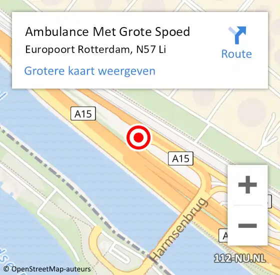 Locatie op kaart van de 112 melding: Ambulance Met Grote Spoed Naar Europoort Rotterdam, N57 Li op 1 oktober 2018 08:44