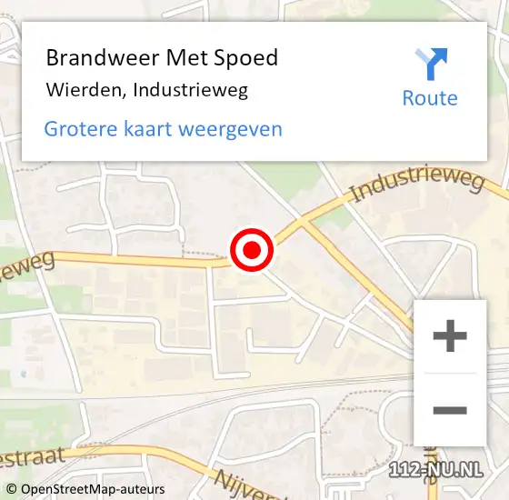 Locatie op kaart van de 112 melding: Brandweer Met Spoed Naar Wierden, Industrieweg op 1 oktober 2018 09:01