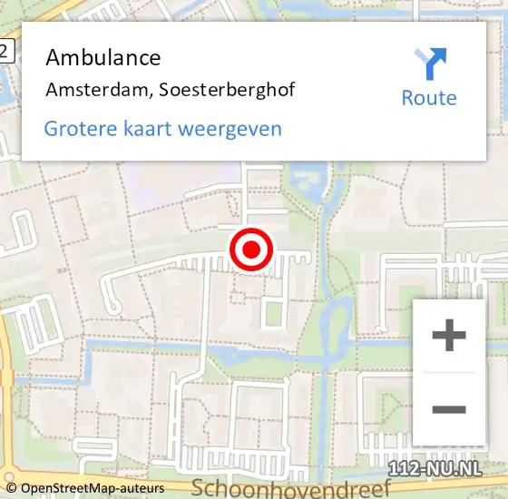 Locatie op kaart van de 112 melding: Ambulance Amsterdam, Soesterberghof op 1 oktober 2018 13:00