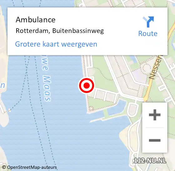 Locatie op kaart van de 112 melding: Ambulance Rotterdam, Buitenbassinweg op 1 oktober 2018 13:12