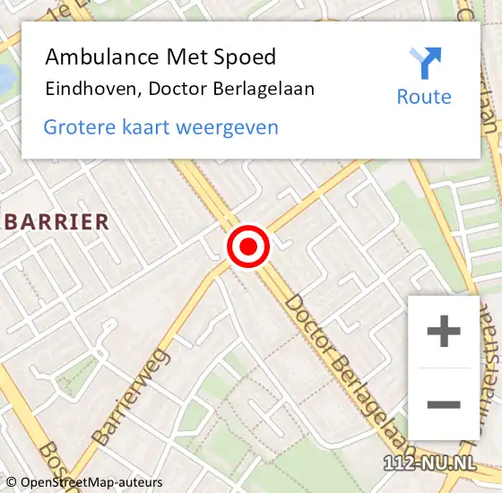Locatie op kaart van de 112 melding: Ambulance Met Spoed Naar Eindhoven, Doctor Berlagelaan op 1 oktober 2018 13:37