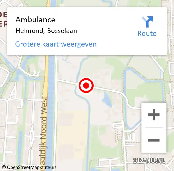 Locatie op kaart van de 112 melding: Ambulance Helmond, Bosselaan op 1 oktober 2018 16:36