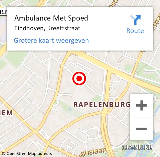 Locatie op kaart van de 112 melding: Ambulance Met Spoed Naar Eindhoven, Kreeftstraat op 1 oktober 2018 19:47