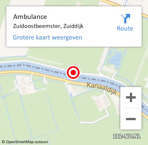 Locatie op kaart van de 112 melding: Ambulance Zuidoostbeemster, Zuiddijk op 1 oktober 2018 22:14
