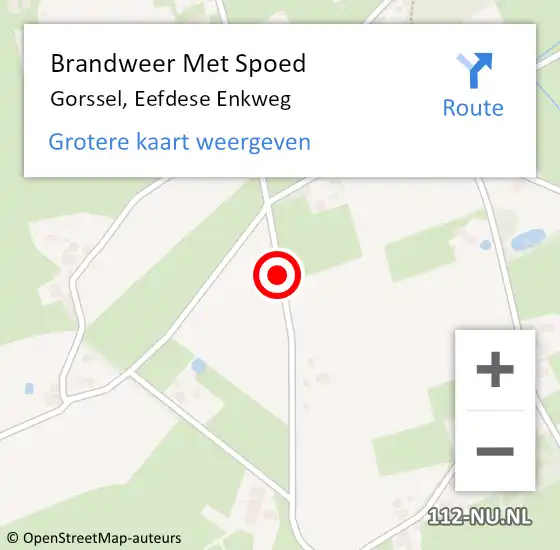 Locatie op kaart van de 112 melding: Brandweer Met Spoed Naar Gorssel, Eefdese Enkweg op 2 oktober 2018 04:06