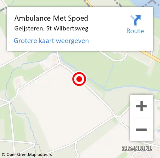 Locatie op kaart van de 112 melding: Ambulance Met Spoed Naar Geijsteren, St Wilbertsweg op 2 oktober 2018 06:23