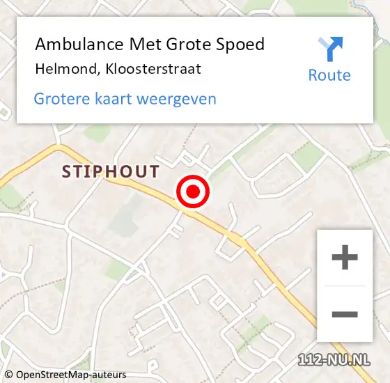 Locatie op kaart van de 112 melding: Ambulance Met Grote Spoed Naar Helmond, Kloosterstraat op 2 oktober 2018 10:11
