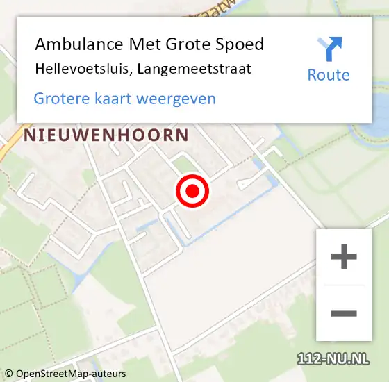 Locatie op kaart van de 112 melding: Ambulance Met Grote Spoed Naar Hellevoetsluis, Langemeetstraat op 2 oktober 2018 12:37