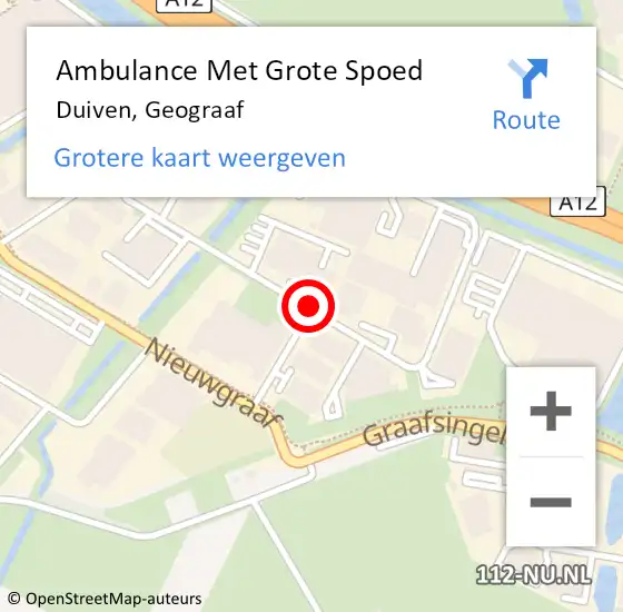 Locatie op kaart van de 112 melding: Ambulance Met Grote Spoed Naar Duiven, Geograaf op 2 oktober 2018 16:30