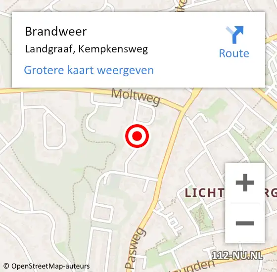 Locatie op kaart van de 112 melding: Brandweer Landgraaf, Kempkensweg op 10 maart 2014 17:03