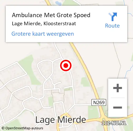 Locatie op kaart van de 112 melding: Ambulance Met Grote Spoed Naar Lage Mierde, Kloosterstraat op 3 oktober 2018 07:01