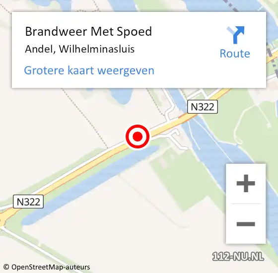 Locatie op kaart van de 112 melding: Brandweer Met Spoed Naar Andel, Wilhelminasluis op 3 oktober 2018 07:45