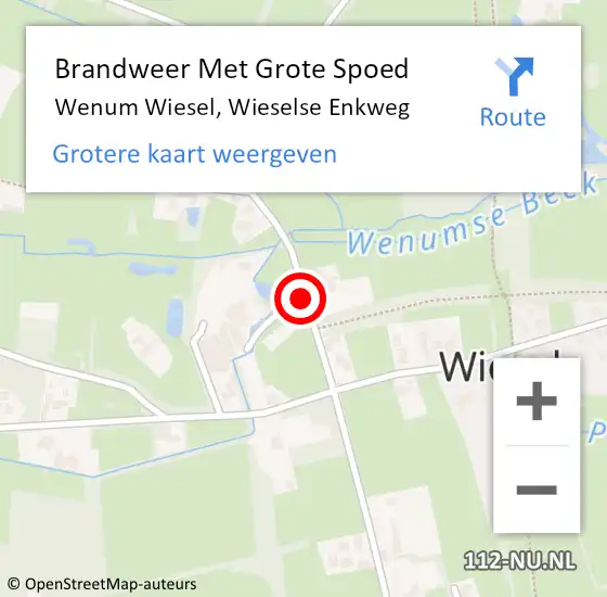 Locatie op kaart van de 112 melding: Brandweer Met Grote Spoed Naar Wenum Wiesel, Wieselse Enkweg op 3 oktober 2018 15:41