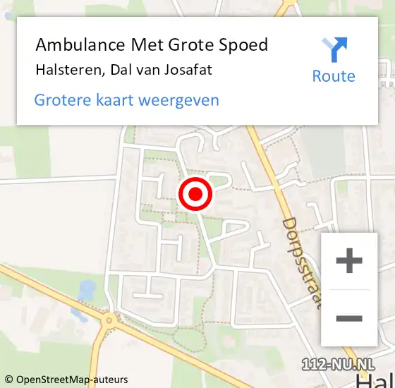 Locatie op kaart van de 112 melding: Ambulance Met Grote Spoed Naar Halsteren, Dal van Josafat op 3 oktober 2018 22:28