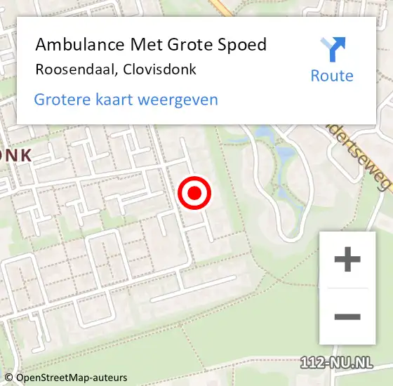 Locatie op kaart van de 112 melding: Ambulance Met Grote Spoed Naar Roosendaal, Clovisdonk op 4 oktober 2018 07:28