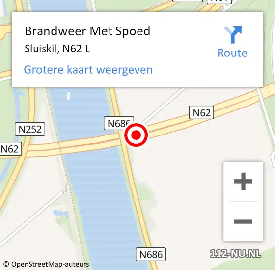 Locatie op kaart van de 112 melding: Brandweer Met Spoed Naar Sluiskil, N62 L op 4 oktober 2018 08:25