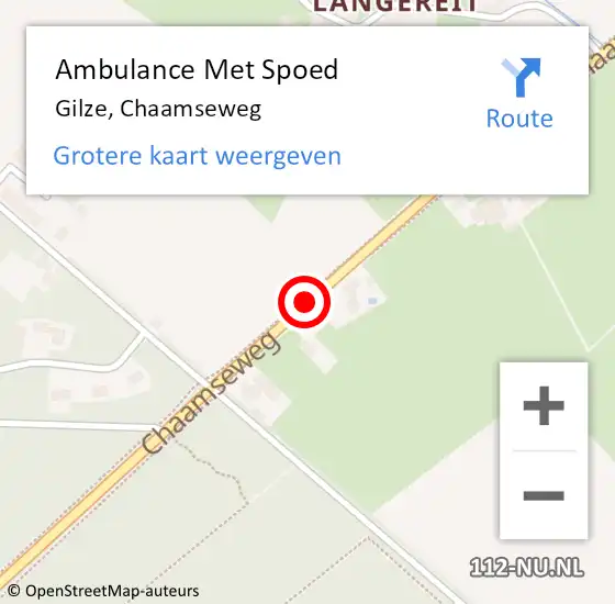 Locatie op kaart van de 112 melding: Ambulance Met Spoed Naar Gilze, Chaamseweg op 4 oktober 2018 14:19