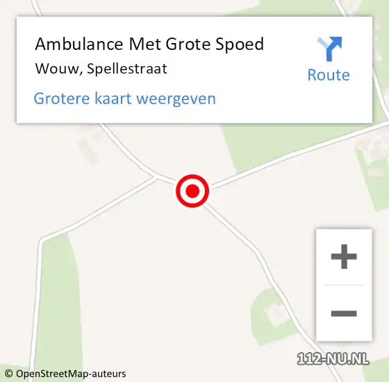 Locatie op kaart van de 112 melding: Ambulance Met Grote Spoed Naar Wouw, Spellestraat op 5 oktober 2018 04:34