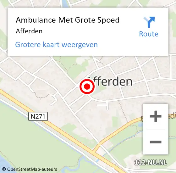 Locatie op kaart van de 112 melding: Ambulance Met Grote Spoed Naar Afferden op 5 oktober 2018 07:30
