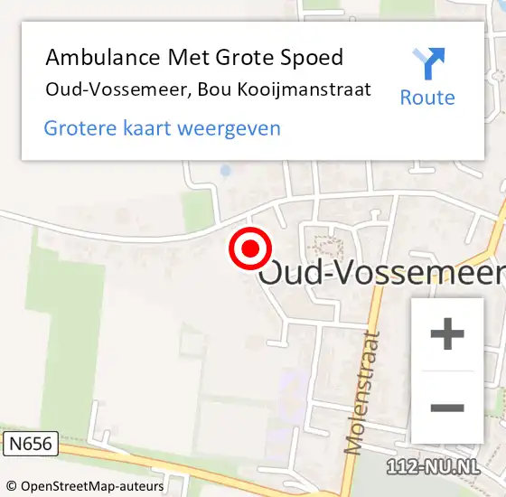 Locatie op kaart van de 112 melding: Ambulance Met Grote Spoed Naar Oud-Vossemeer, Bou Kooijmanstraat op 5 oktober 2018 08:42
