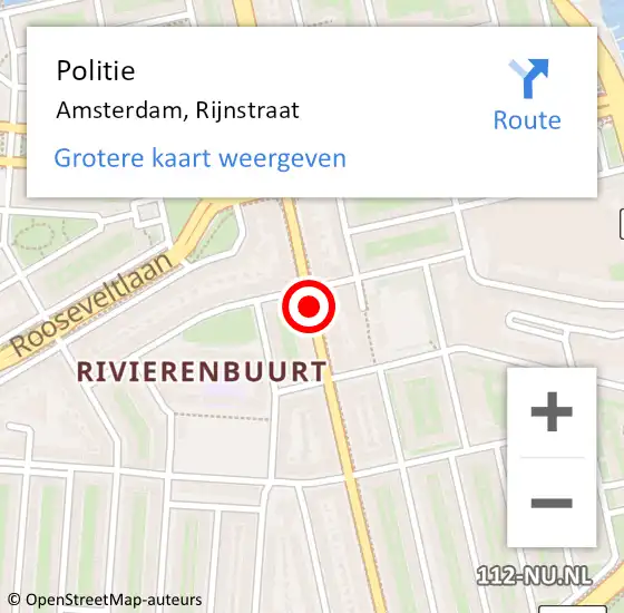 Locatie op kaart van de 112 melding: Politie Amsterdam, Rijnstraat op 5 oktober 2018 11:26