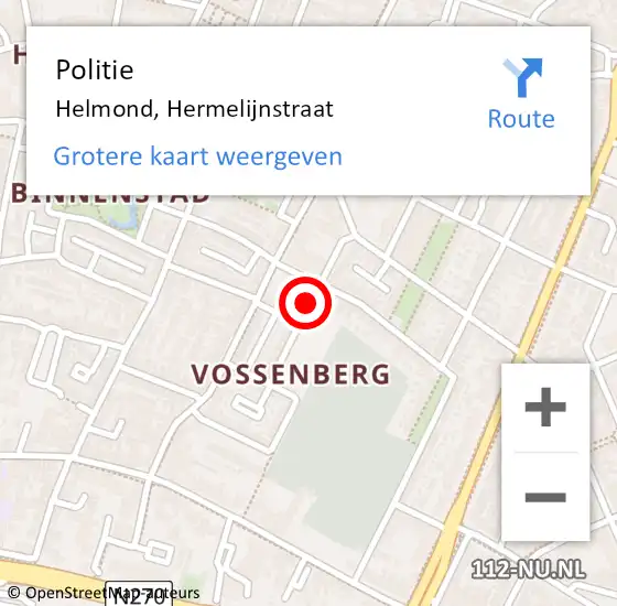 Locatie op kaart van de 112 melding: Politie Helmond, Hermelijnstraat op 5 oktober 2018 12:54