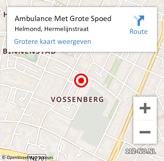 Locatie op kaart van de 112 melding: Ambulance Met Grote Spoed Naar Helmond, Hermelijnstraat op 5 oktober 2018 12:58