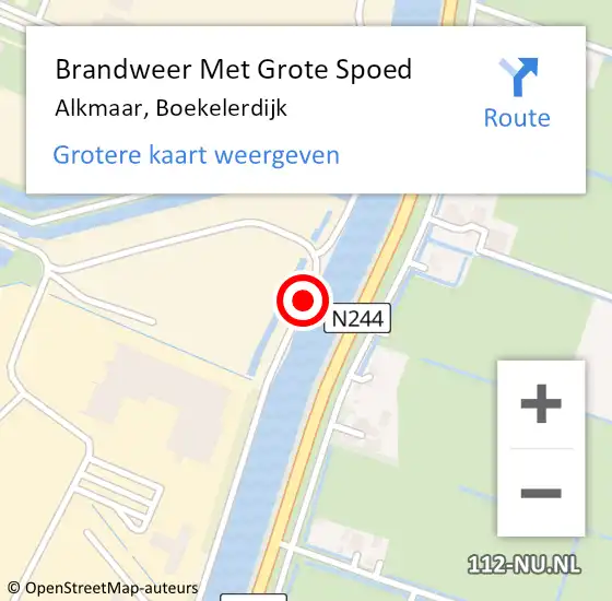 Locatie op kaart van de 112 melding: Brandweer Met Grote Spoed Naar Alkmaar, Boekelerdijk op 5 oktober 2018 14:44