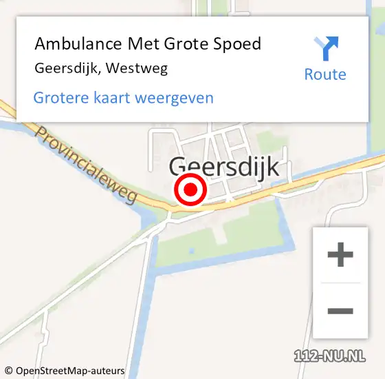 Locatie op kaart van de 112 melding: Ambulance Met Grote Spoed Naar Geersdijk, Westweg op 5 oktober 2018 15:32
