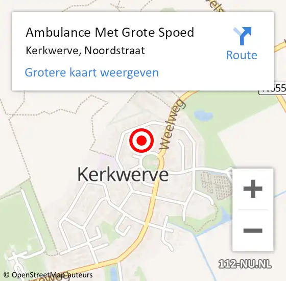 Locatie op kaart van de 112 melding: Ambulance Met Grote Spoed Naar Kerkwerve, Noordstraat op 5 oktober 2018 17:00