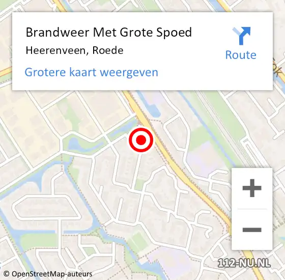 Locatie op kaart van de 112 melding: Brandweer Met Grote Spoed Naar Heerenveen, Roede op 25 september 2013 02:45
