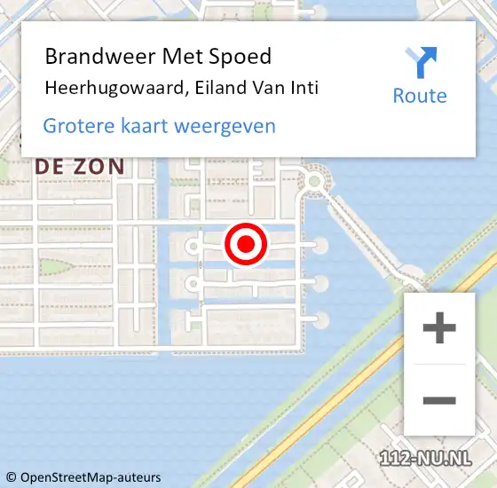 Locatie op kaart van de 112 melding: Brandweer Met Spoed Naar Heerhugowaard, Eiland Van Inti op 5 oktober 2018 22:15