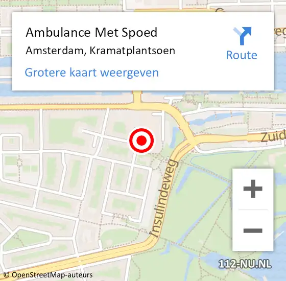 Locatie op kaart van de 112 melding: Ambulance Met Spoed Naar Amsterdam, Kramatplantsoen op 6 oktober 2018 03:26
