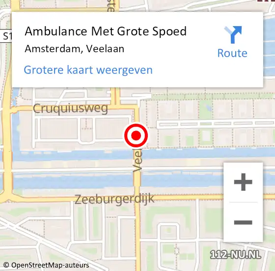 Locatie op kaart van de 112 melding: Ambulance Met Grote Spoed Naar Amsterdam, Veelaan op 6 oktober 2018 10:47