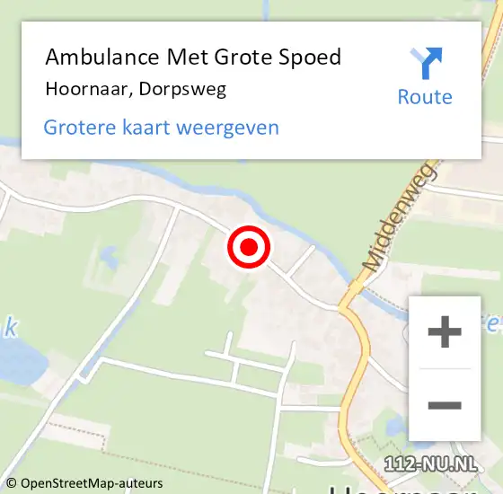 Locatie op kaart van de 112 melding: Ambulance Met Grote Spoed Naar Hoornaar, Dorpsweg op 6 oktober 2018 12:30