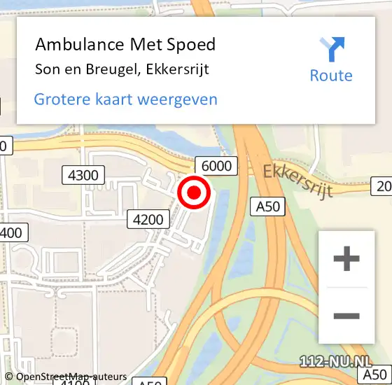 Locatie op kaart van de 112 melding: Ambulance Met Spoed Naar Son en Breugel, Ekkersrijt op 6 oktober 2018 12:53