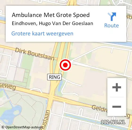 Locatie op kaart van de 112 melding: Ambulance Met Grote Spoed Naar Eindhoven, Hugo Van Der Goeslaan op 6 oktober 2018 13:51