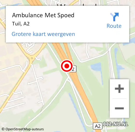 Locatie op kaart van de 112 melding: Ambulance Met Spoed Naar Tuil, A2 op 6 oktober 2018 14:27