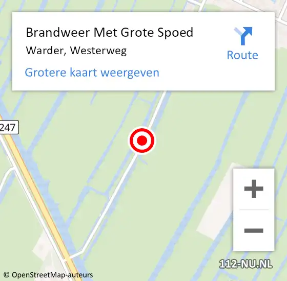 Locatie op kaart van de 112 melding: Brandweer Met Grote Spoed Naar Warder, Westerweg op 6 oktober 2018 14:44