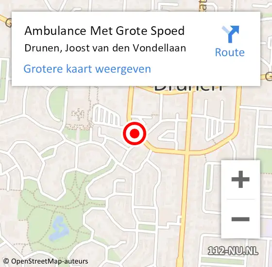 Locatie op kaart van de 112 melding: Ambulance Met Grote Spoed Naar Drunen, Joost van den Vondellaan op 6 oktober 2018 17:58