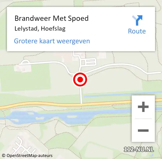 Locatie op kaart van de 112 melding: Brandweer Met Spoed Naar Lelystad, Hoefslag op 6 oktober 2018 19:15