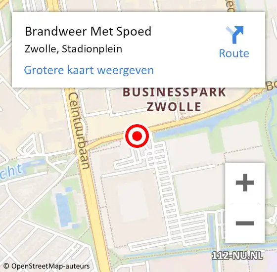 Locatie op kaart van de 112 melding: Brandweer Met Spoed Naar Zwolle, Stadionplein op 7 oktober 2018 02:22