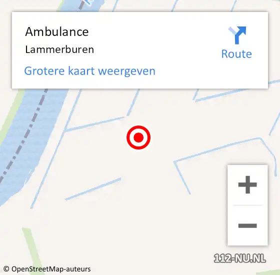 Locatie op kaart van de 112 melding: Ambulance Lammerburen op 7 oktober 2018 09:50