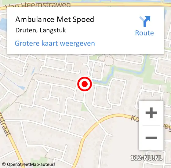 Locatie op kaart van de 112 melding: Ambulance Met Spoed Naar Druten, Langstuk op 7 oktober 2018 13:16