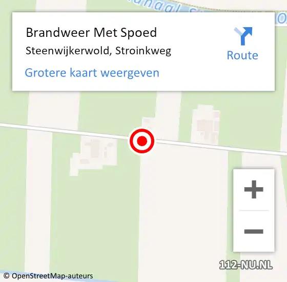 Locatie op kaart van de 112 melding: Brandweer Met Spoed Naar Steenwijkerwold, Stroinkweg op 7 oktober 2018 15:11