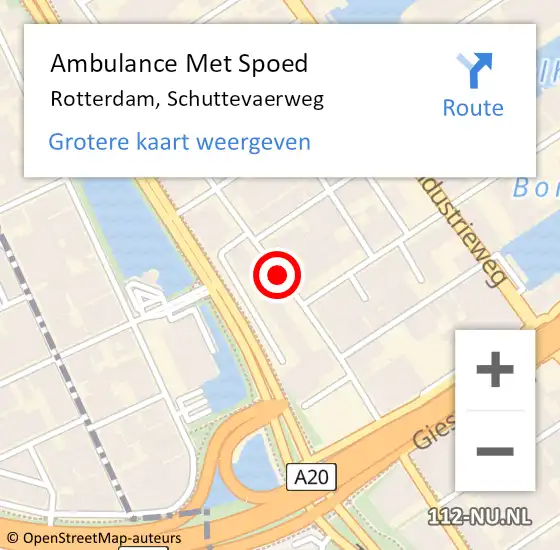 Locatie op kaart van de 112 melding: Ambulance Met Spoed Naar Rotterdam, Schuttevaerweg op 7 oktober 2018 16:56