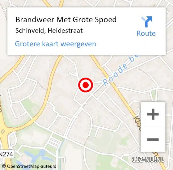 Locatie op kaart van de 112 melding: Brandweer Met Grote Spoed Naar Schinveld, Heidestraat op 7 oktober 2018 21:56